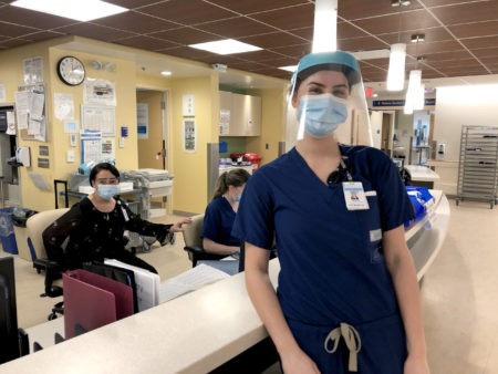 Respiratory Nurse Morgan at nursing station